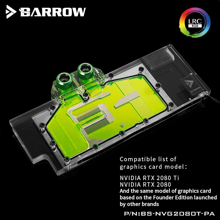

Barrow BS-NVG2080T-PA,LRC RGB V2 Full Cover Graphics Card Water Cooling Blocks,For Founder Edition Nvidia RTX2080Ti/2080,gadget Fans & Cooli