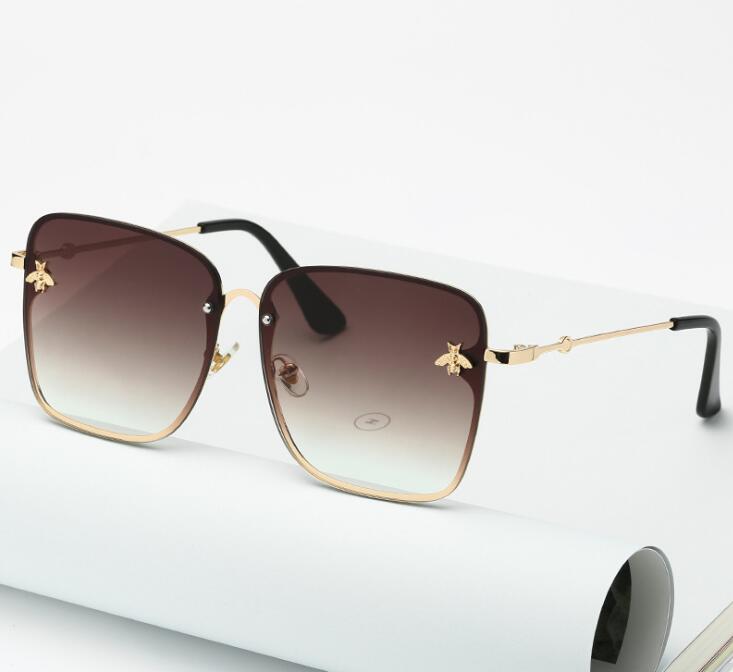 

2021 Brand Designer Bees Sunglasses Women Mens Fashion Metal Square Oversized Vintage Female Male UV400 Glasses