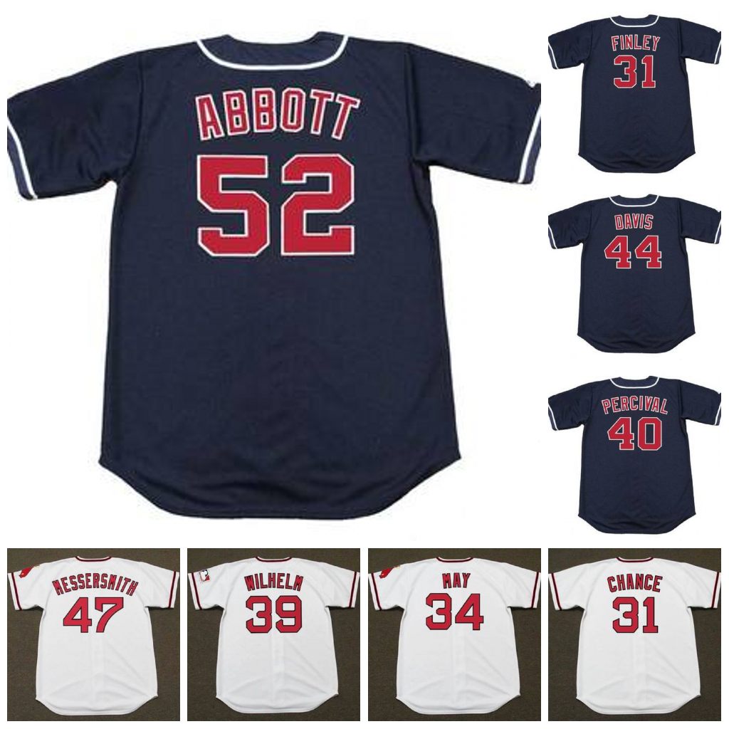 

California Vintage Baseball Jersey CHUCK FINLEY DEAN CHANCE 1960's 34 RUDY MAY 1970 39 HOYT WILHELM 1969 40 TROY PERCIVAL 1995 CHILI DAVIS 1996 MESSERSMITH ABBOTT, 39 hoyt wilhelm 1969 white