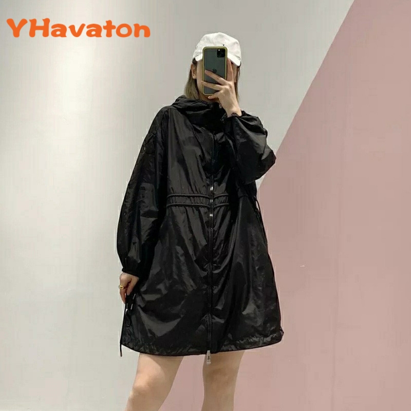 

YHavaton Women Sun Protective Running Clothing Loose Summer Outdoor Anti-UV Hooded Cycling Jacket Sunscreen Driving Skin Coat, Photo color