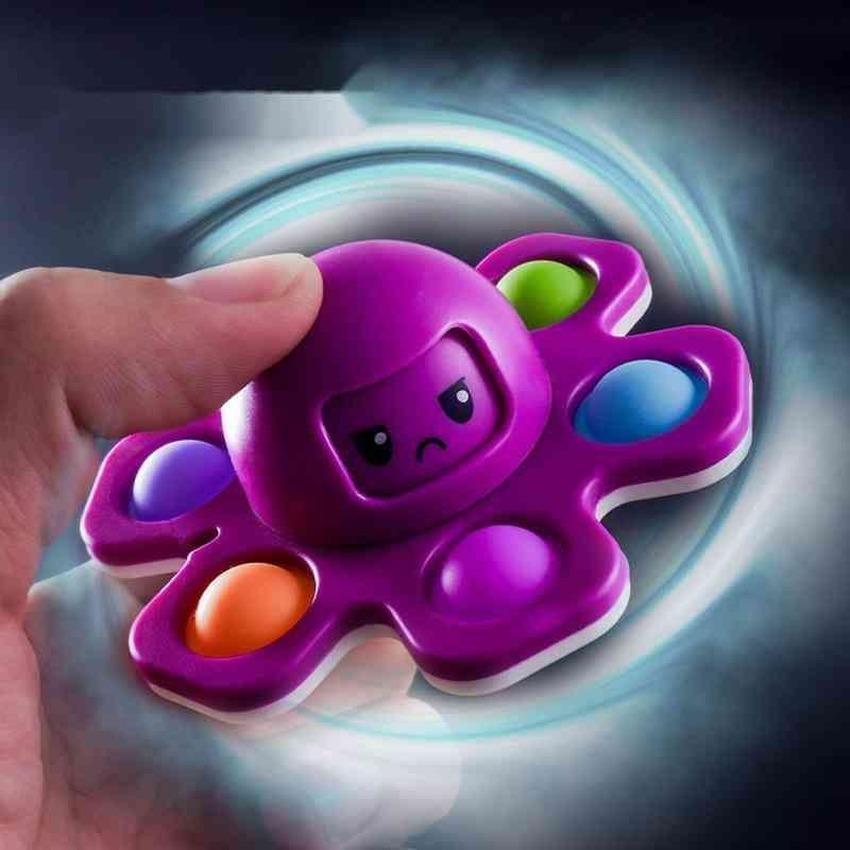 

Fidget Toys Flip Face Changing Octopus Push Toy Bubble Silicone Key Chain Fingertip Gyro Decompression Creative Game Sensory Anxiety Stress Reliever