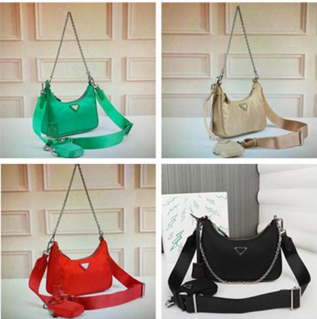 

2pcs set fashionRe-Edition 2005 Nylon woman luxurys designers bags lady Womens crossbody tote Hobo Shoulder Purses purses Bags Handbag, Red