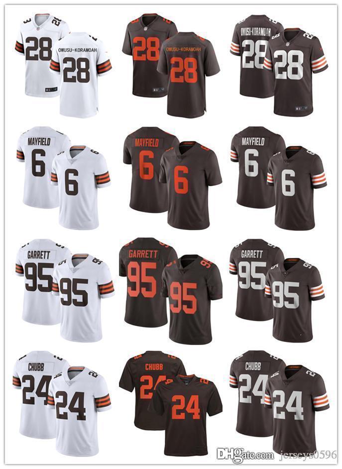 

13 Odell Beckham Jr 28 Jeremiah Owusu-Koramoah 24 Nick Chubb 6 Baker Mayfield 95 Myles Garrett Football Jerseys, Black;red