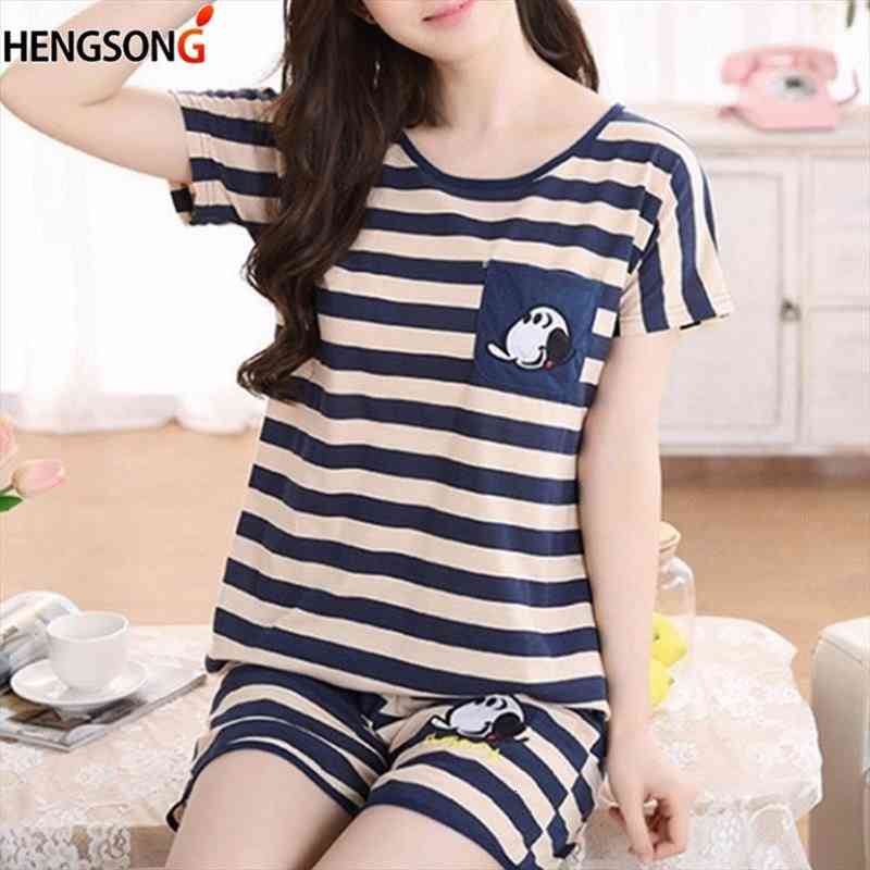 

Women Pajamas Suits Lovely Home Suit Sleepwear Short Sleeve Pyjamas Comfortable Girl Spring And Summer Colthing, Black;red
