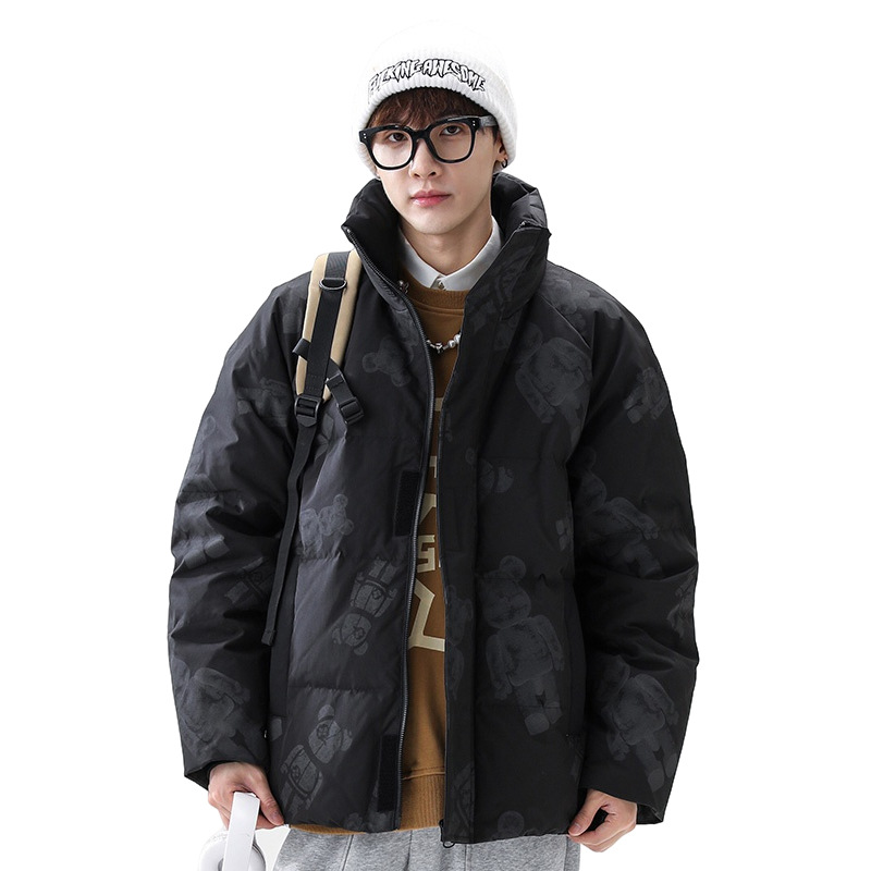 

Urban Mens Down Feather Clothing Winter stand up collar Loose Warm Fashion Outdoor Jacket men, Khaki