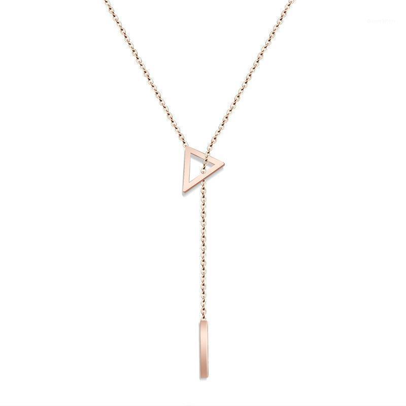 

Women's Geometric Triangle Necklace, Innovation, Titanium Steel, Double Pendant, Long Chain, Clavicle Jewelry Gifts, 2021 Chains