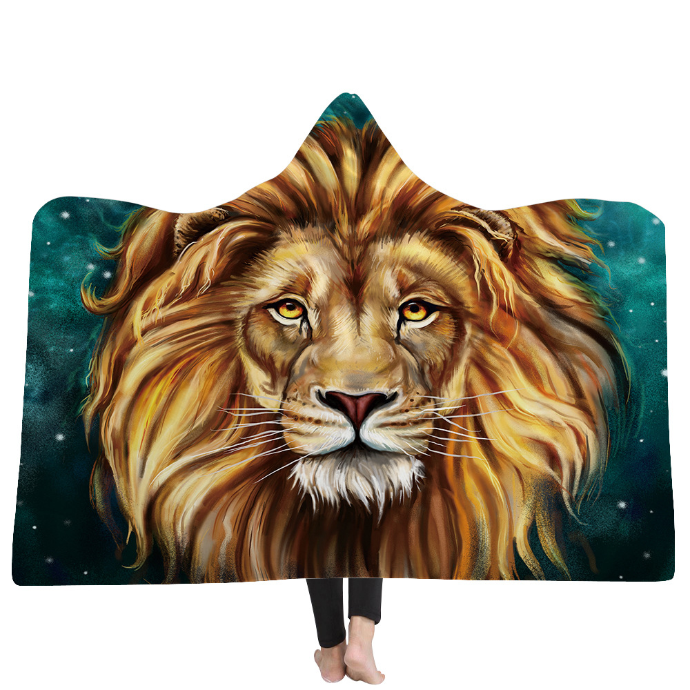 

Child Adults Hand Drawing Animals Blanket Shark Wolf Owl Elk Elephant Swan Golden Fishes Sherpa Fleece Children Home Warm Hooded Blankets Wearable Kids Gift