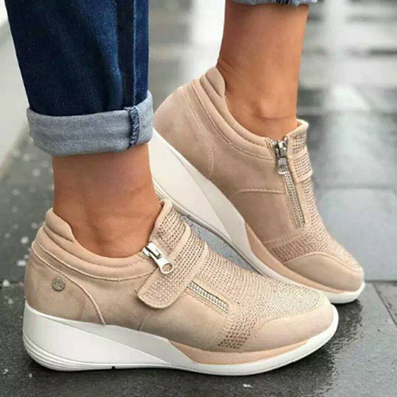 

Sandals Winter Shoes For Women Warm Round Toe Mid Heel Punps Fashion Zip Woman Sneakers Femmes Basic Casual Plus Size 41 42 43 LFG, Gray