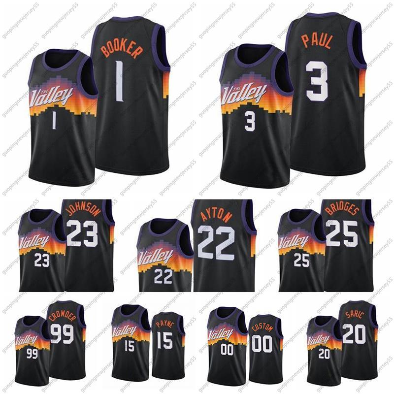 

Customize City Sunns Chris 3 Paul Devin 1 Booker Basketball Jerseys 25 Mikal Bridges Ayton Jae Crowder JaVale McGee Cameron Payne Cameron Jo, Color1