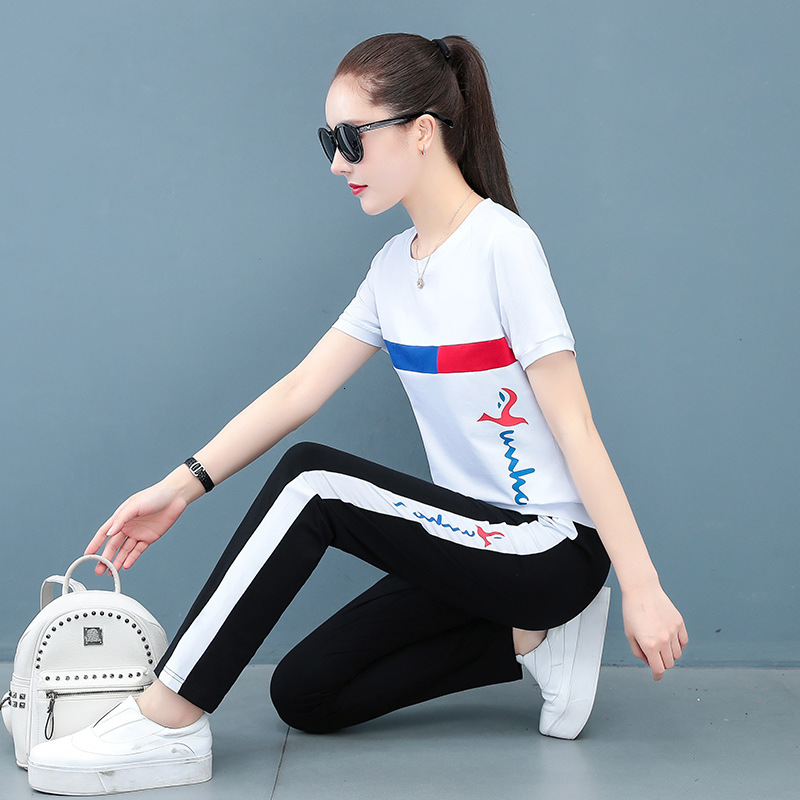 

tracksuits sport suit spring and summer urban leisure printing korean short sleeve skirt cotton multi color 2021, Gray