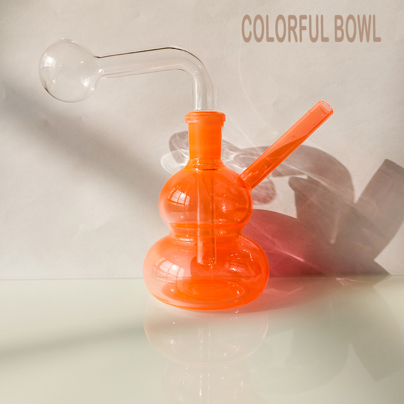 

14mm Glass Hookah Smoking Pipe Smoke Shisha Colorful Gourd Shaped Diposable Glass Pipes Oil Burner Tobacco Bowl Ash Catchers Percolater Bubbler Whole Sets