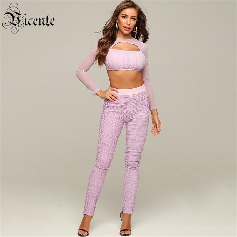 

Free Women Two Pieces Sets Sexy Key Hole Back Zipper Design Celebrity Party Pants Suit 210520, Lavender