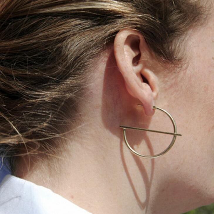 

Dangle & Chandelier Fashion Hoop Earrings For Women Statement Stainless Steel Metal Geometric Hanging Jewelry Gifts 2021