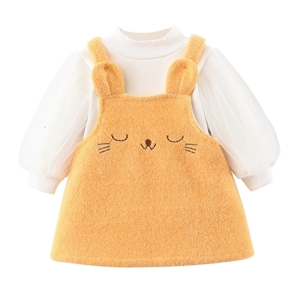 

Girl's Dresses Toddler Girl Dress Cute Cat Pattern Strap Dresses+Long Sleeve Tops 2Pcs Baby Girls Birthday&Party Princess Clothing Fashion 1023, 2pcs-cat-orange
