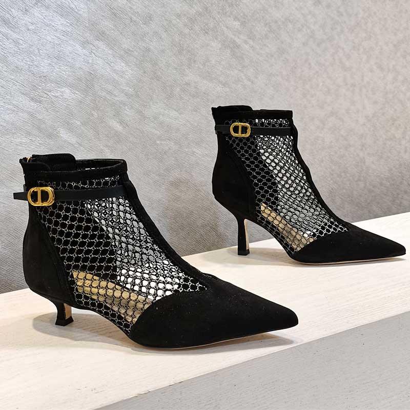 

Boots Womens Luxury Designer High Kitten Heeled Ankle Low Heel Summer Knee Mesh Sandal Booties Pointed Toe Big Size, Black high heel