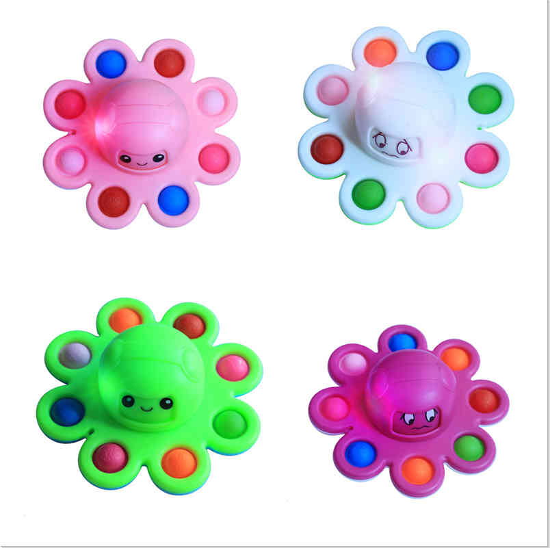 

Sensory Toy Decompression Toys Push Its Pops Fidget Colorful Glowthe Eight Fingers Shape of Rotating Gyro Feature Popper Bubble Fingertip