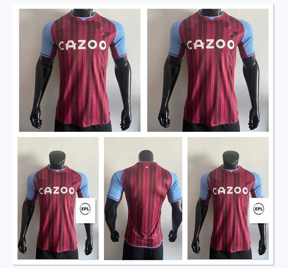 

player version 21 22 Aston Soccer Jerseys 2021 Home GREALISH WESLEY BUENDÍA YOUNG McGINN Maillots be Foot Shirt EL GHAZI WATKINS KODJA TRAORE football uniform sale, Red
