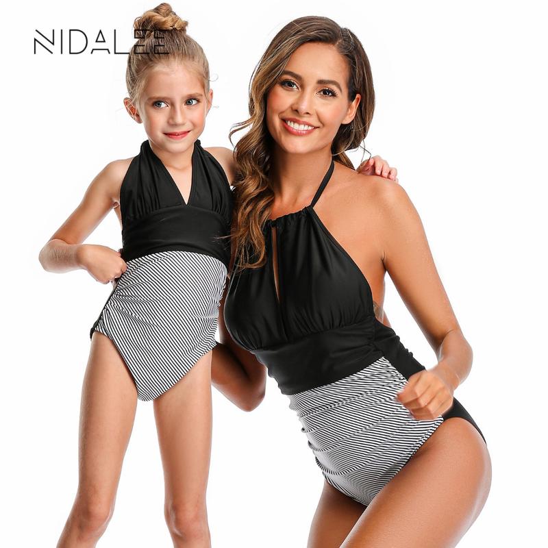 

Patchwork Bikini Sexy One Piece Swimwear Bandage Women's Swimsuits Brazil Sell Beach Wear Mother And Child Bikinis One-Piece Suits