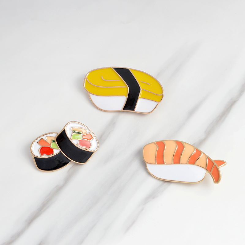 QIHE JEWELRY Brooches & pins Sushi Japanese enamel pin Lapel pin for women jacket backpack tote bag decorative accessories-image-747532869