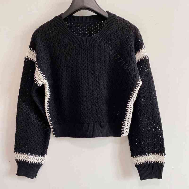 

Women' Sweaters Women sweater crochet mujer desinger Knit Slim hoodies Ins Fashion Contrast Color Letter Pattern Crew Neck Casual 6TAZ, 1# shoe box