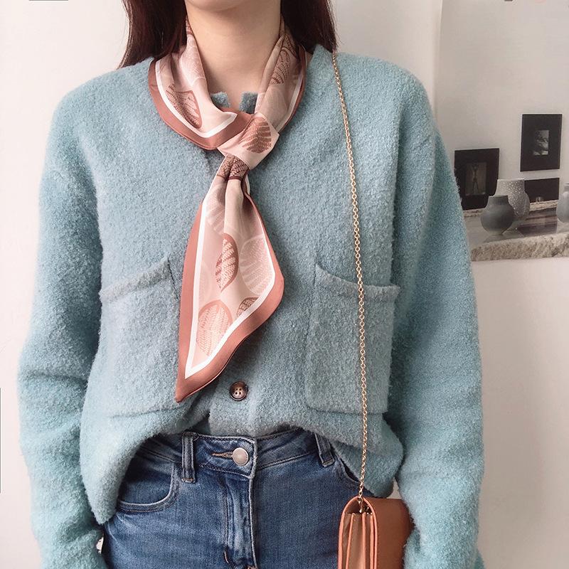 

Scarves Korean Fashion Silk Scarf Spring And Autumn Small Ears Hair Band Long Decorate