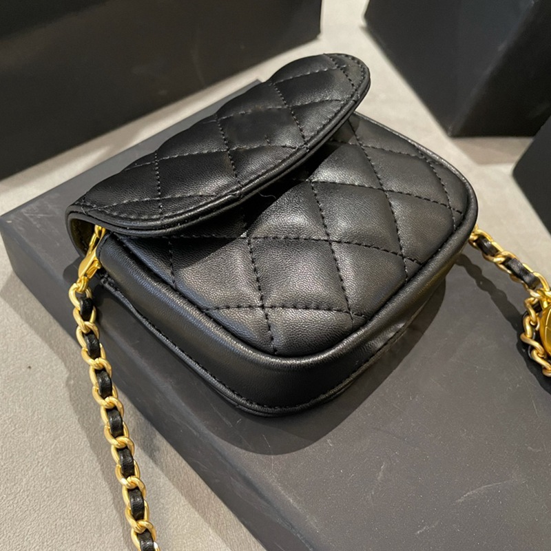 

Ladies Mini Square package Fashion Cosmetic Bag Famous Golden Chain Lady Crossbody Gold Ball Adjustment Waist Bags Womens Purses C238310