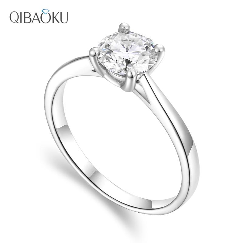 

Cluster Rings S925 Sterling Silver Moissanite Wedding Ring 1ct D Color Engagement Round Solitaire Simple For Women, Golden;silver