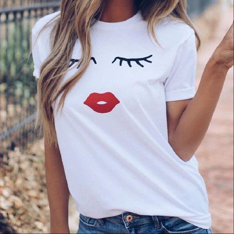 

eyelash red womens t shirts lip print shirt women short sleeve o neck loose tshirt summer tee camisetas mujer, White