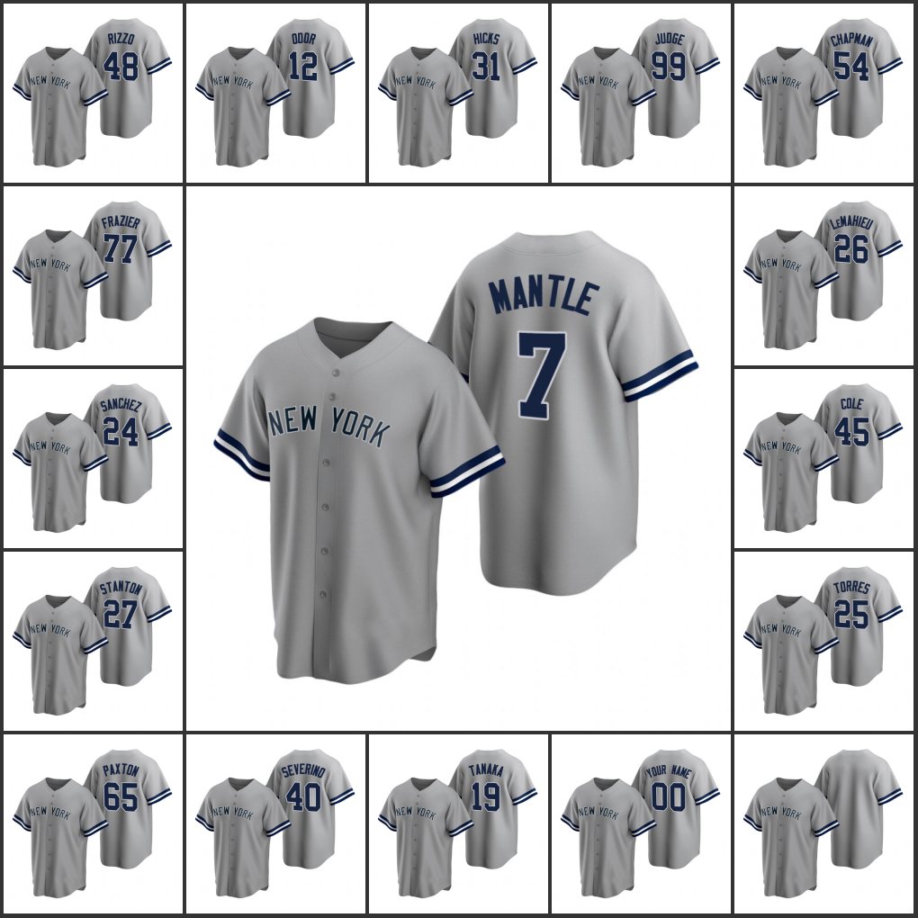

New York's Yankees Men Women Youth #65 James Paxton 19 Masahiro Tanaka 45 Gerrit Cole 99 Aaron Judge Custom Gray Road Jersey