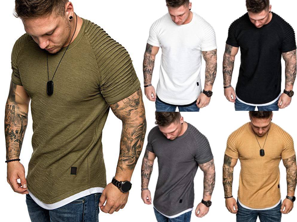 

Brand Men's T Shirt Pure Color Wrinkle Raglan Short Sleeve Topshirts for Male Army T-Shirt Casual Sports Fitness Top Tees Military Tshirts Hip Hop Streetwear, White
