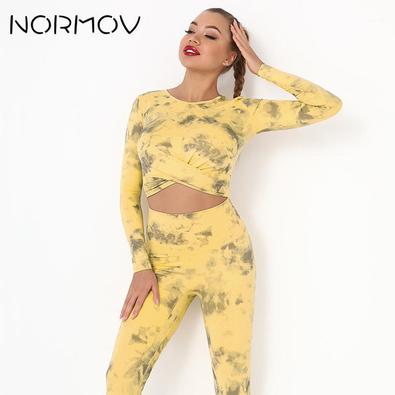 

Yoga Outfit NORMOV 2021 Printing Gym Sets Sport Women Fitness Set Top And Leggings Fashion Jogging Workout Suit 2Pcs, Blue gray