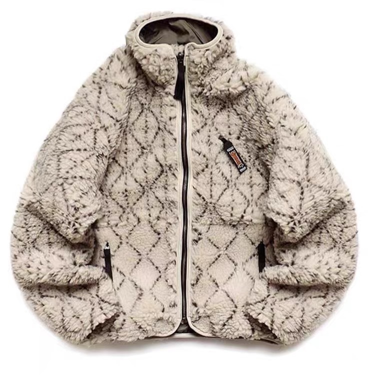 

Kapital Hirata 19aw fleece long sleeve jacket with high collar and zipper on both sides ROQL, Black;brown