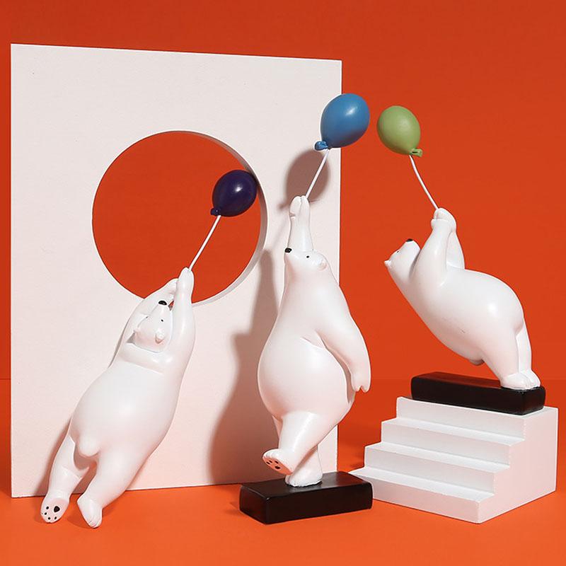 

Decorative Objects & Figurines Cute Polar Bear Resin Ornament Home Decoration Accessories Miniature Model Figurine Statue Living Room Deskto
