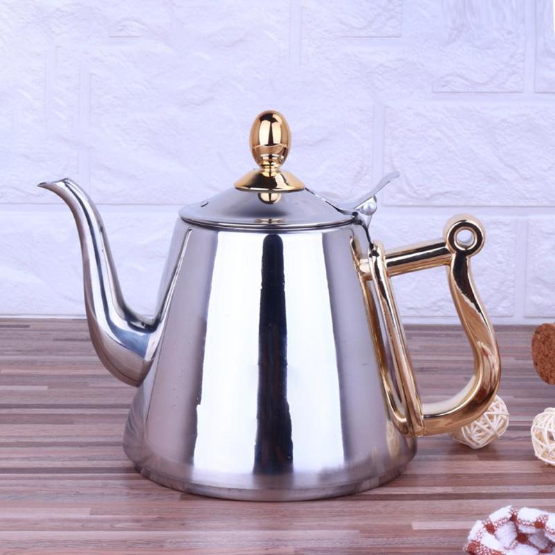 

Coffee Pots 1.5L Stainless Steel Kitchen Teapot Pot Water Induction Cooker Kettle Burning Tea