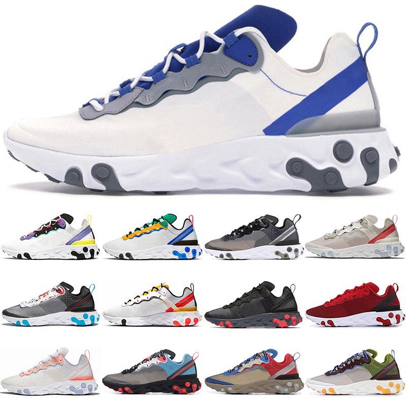 

hot original element 55 87 react running shoes Light Beige Moss Orange Peel Royal Tint Volt Racer Pink script Camo Anthracite Sail trainers sneakers size 36-45, 87 black red blue