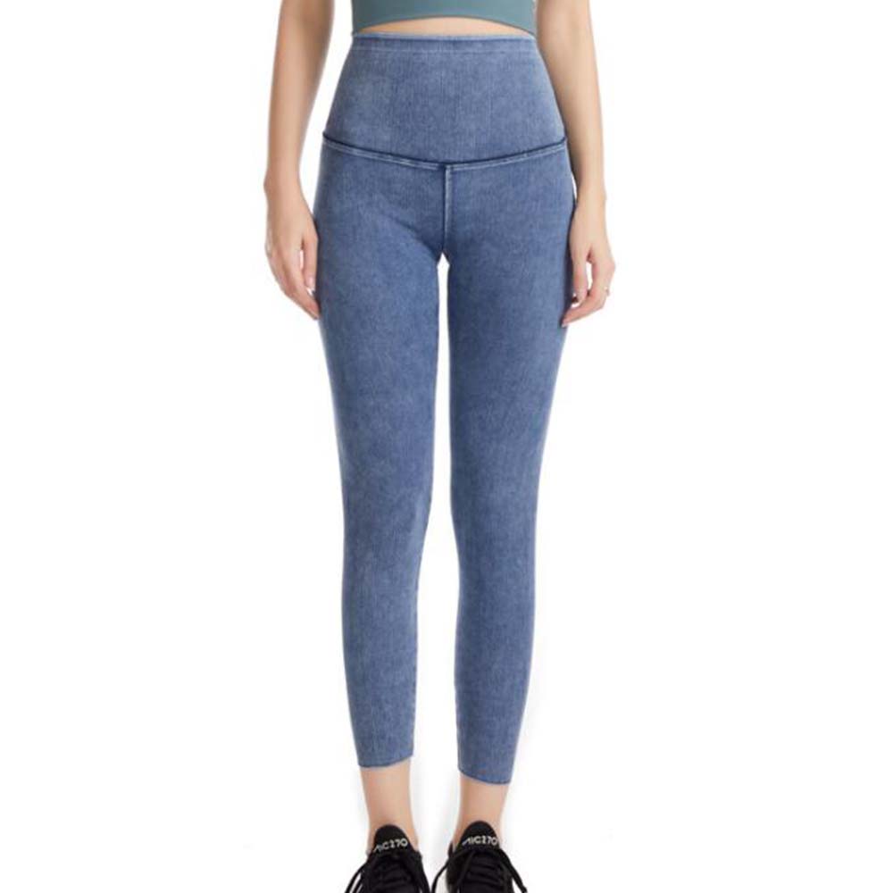 

L-588 Fashion Denim Yoga Pants Outfit 2021 New Arrivals Women Sports Barbie pant high waist lifting buttocks best Quality Streetwear Club, Dark blue