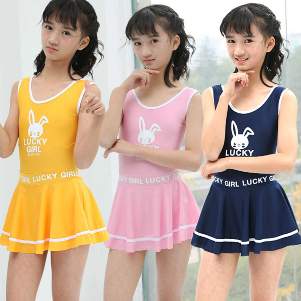 

Children's suit Children's swimsuit girl's one-piece skirt small, middle and large children Korea lovely princess baby girl r, Black