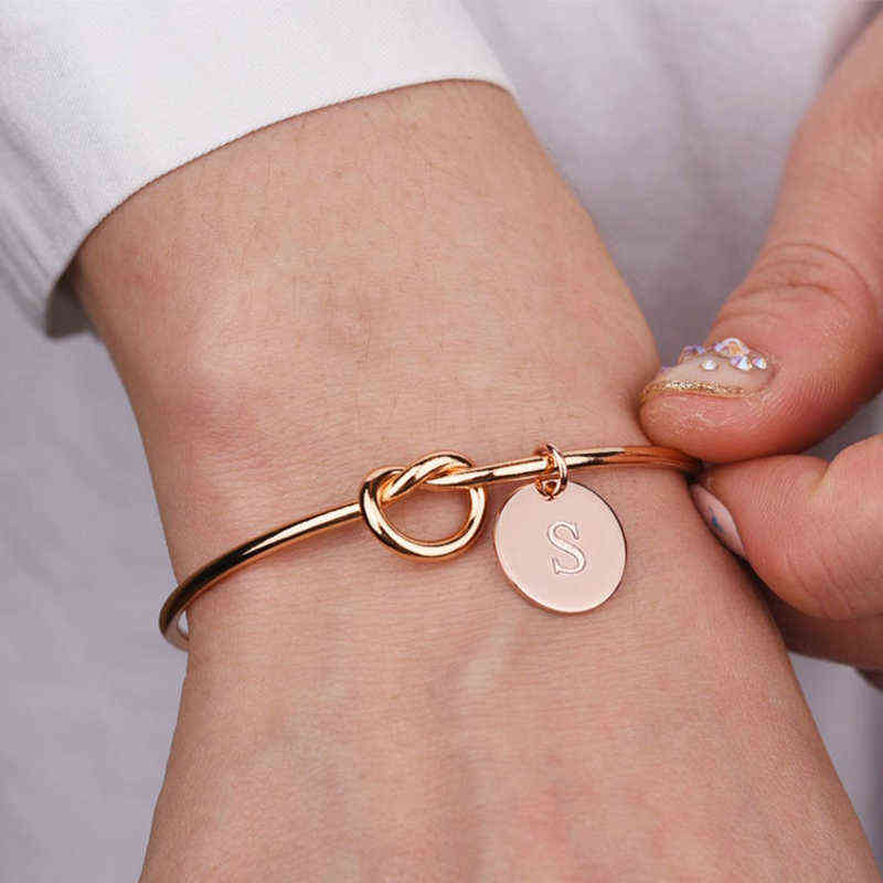

A-z Charm Bracelets for Women Jewelry Pulseiras Initial Bangles Open Knot Cuff Bangle Girlfriends