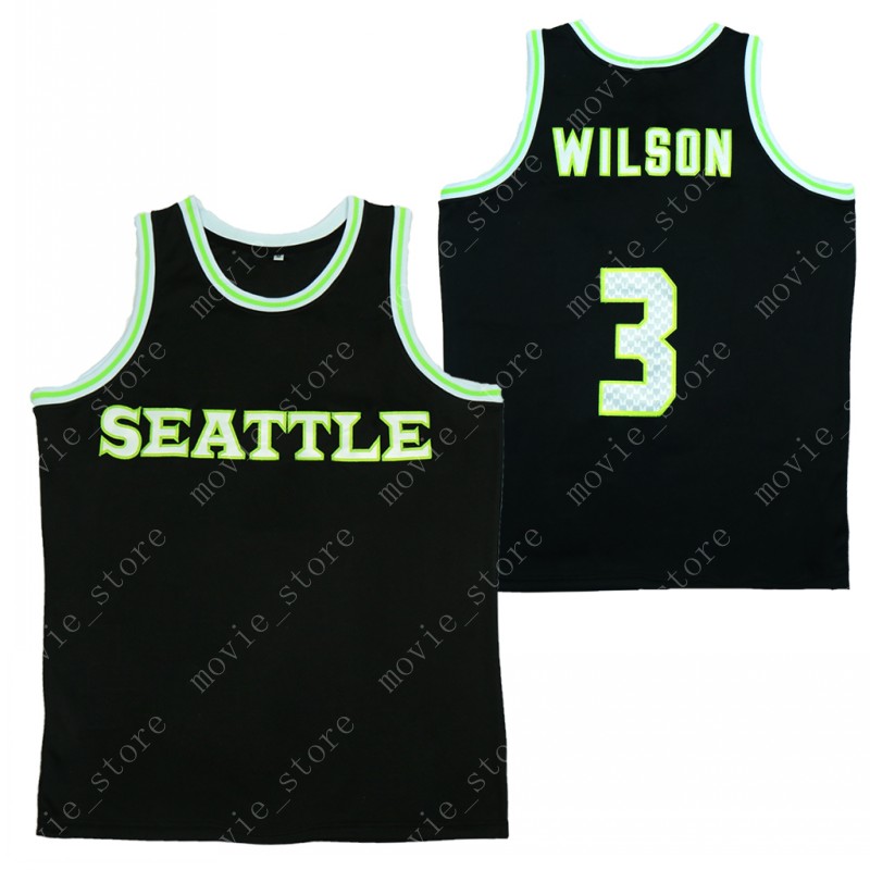 

Men's Seattle #3 Russell Wilson Basketball Jersey Stitched, Black;red