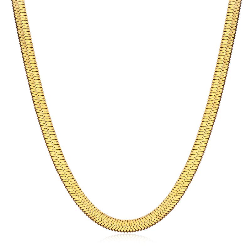 

4mm Simple Fashion Flat Herringbone Snake Chain Choker Necklace For Women Chokers