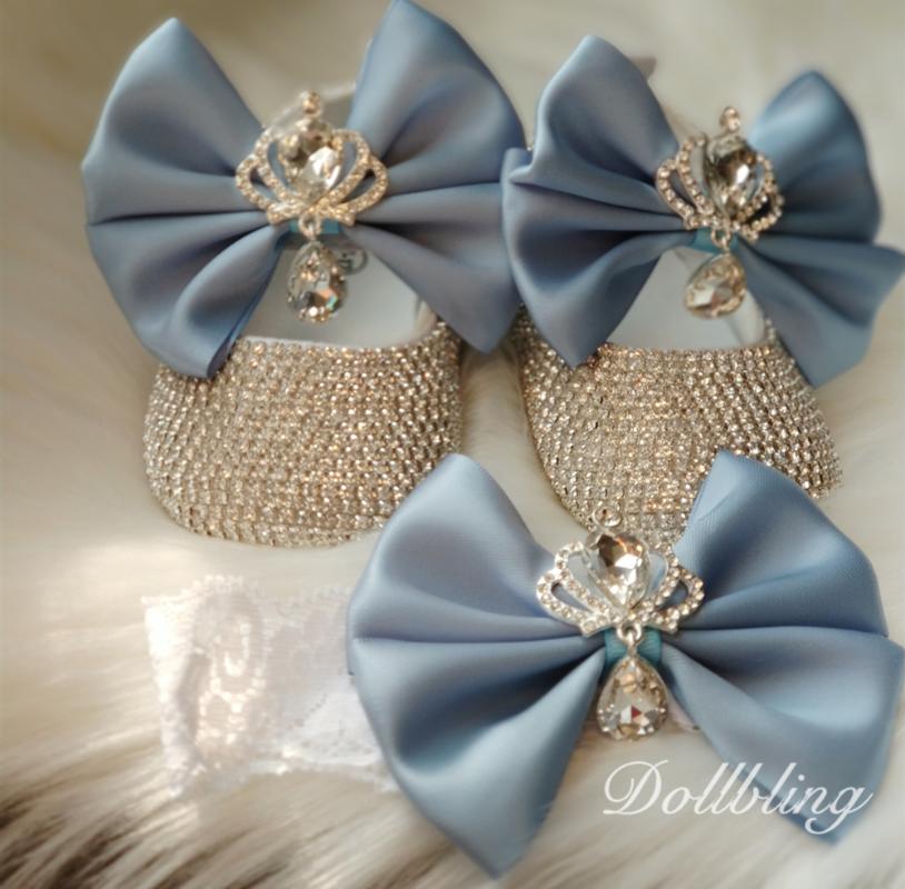 

First Walkers Baby Blue Absolutely Stunning Crown Jewery Diamond Shoes Perfect For All Special Occasion Pregnant Keepsakes Gifts