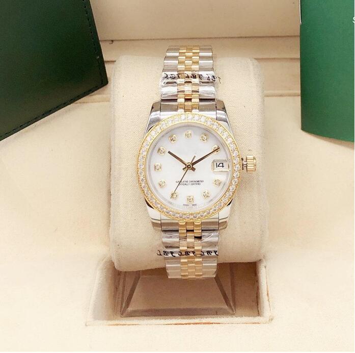 

5 style women watch sapphire mirror 31mm womens watches Ladies dress stainless steel watch with date diamond ring automatic mechanical wristwatch box bag, Transportation costs cover the differenc