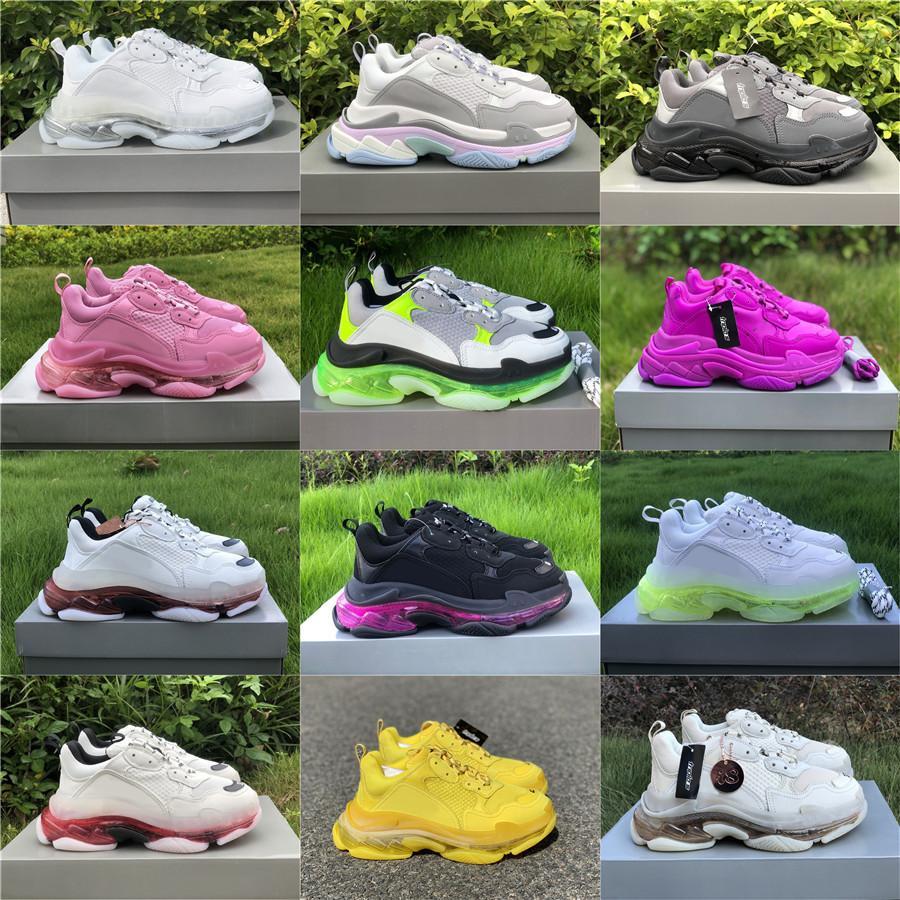 

Paris Triple S Clear Sole Black Outdoor Shoes Low Top Trainers Sneakers 17fw Men Women Platform Vintage Old Dad Sports With Box 36 -45