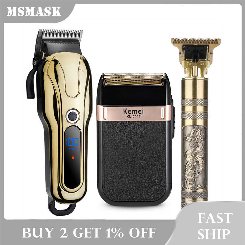 

Hair Trimmer Kit For Men Barber USB Rechargeable Professional Cordless Hair Clipper Shaver Beard T-Outliner Cutting Machine X0625