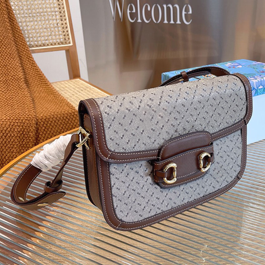 

5A+ double letter G saddle bag 1955 classic designer women bags 2021 luxury crossbody handbags with serial number purse Genuine leather wallet shoulder clutch, Brown with coffee