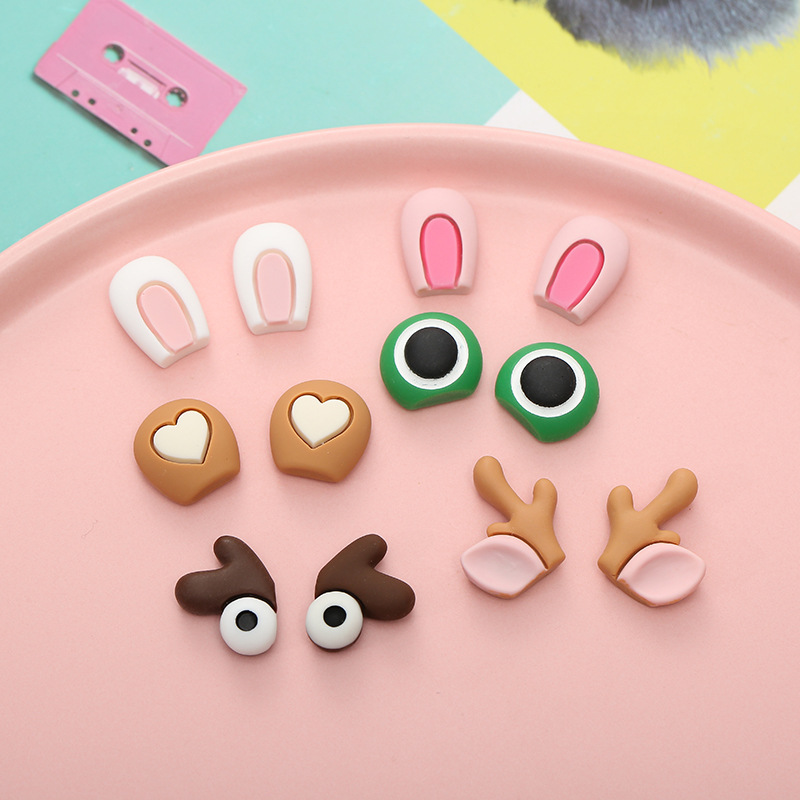 

40pcs(20pairs) Cute New Resin Components Rabbit/Deer/Bear/Sheep/Cat Ears Flatback Cabochon DIY Jewelry/Craft Phone Decoration