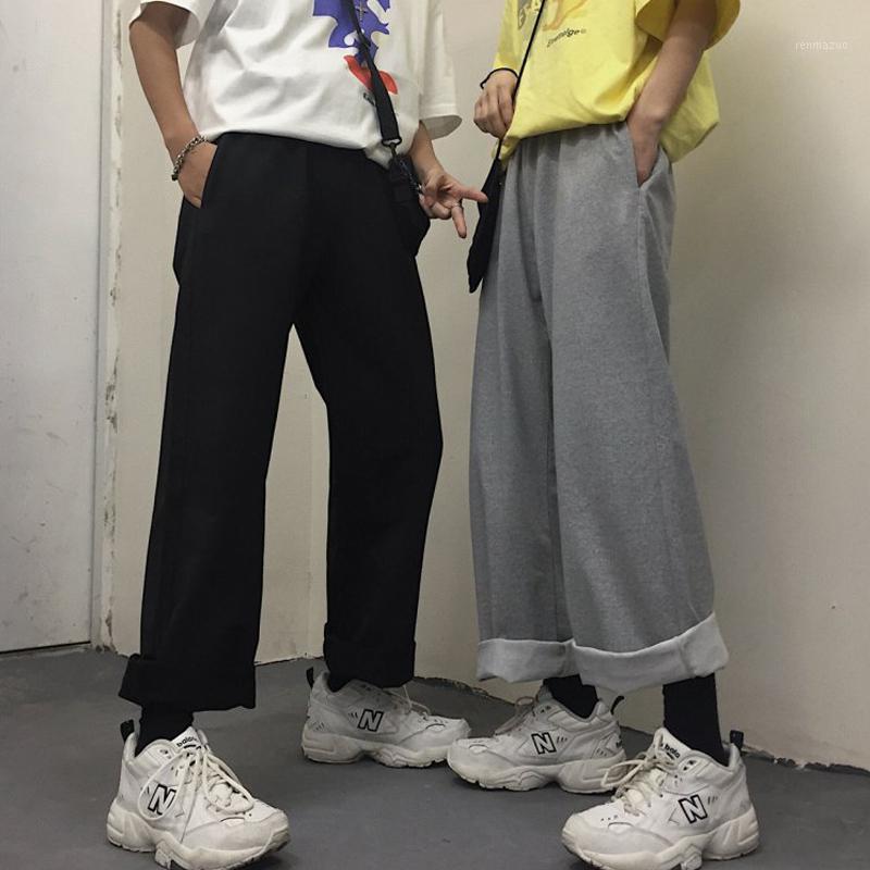 

Women's Pants & Capris Loose Polyester Casual Hip Hop High Straight Leg Jogger Punk Trousers Drop Pockets Sweatpants Clothes Women Gothic, Black;white