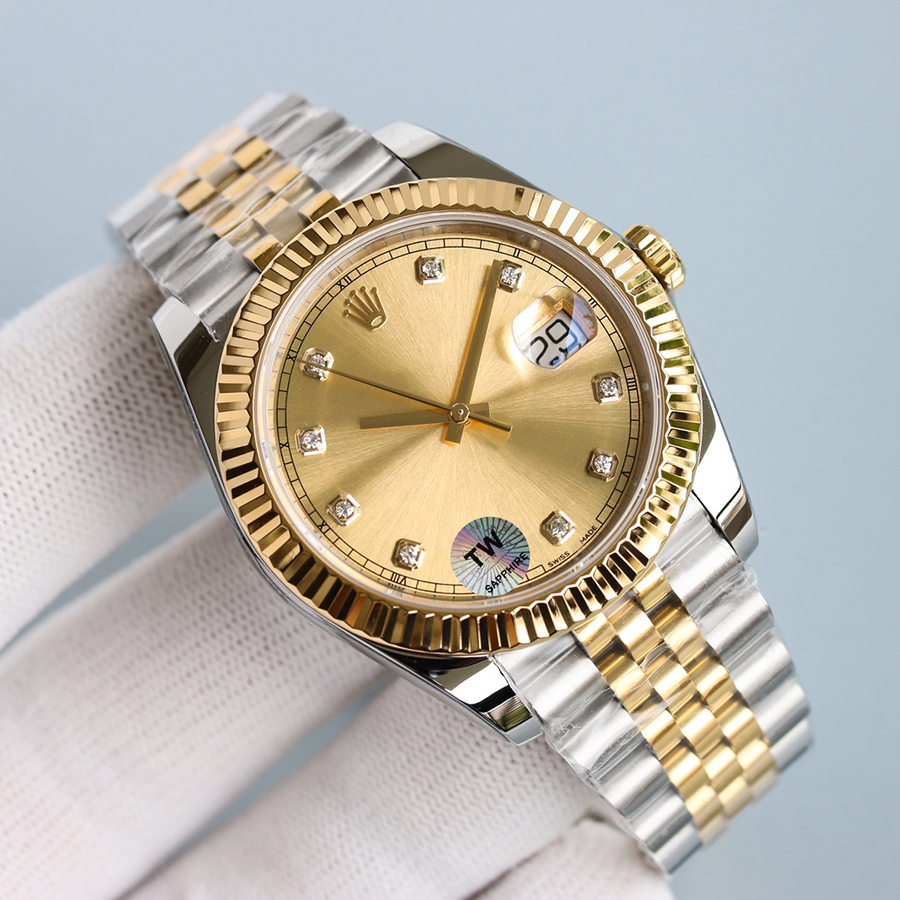 

luxury mens watch mechanical date 2021 41mm classic Between gold Stainless steel strap Sapphire mirror high waterproof, Slivery;brown