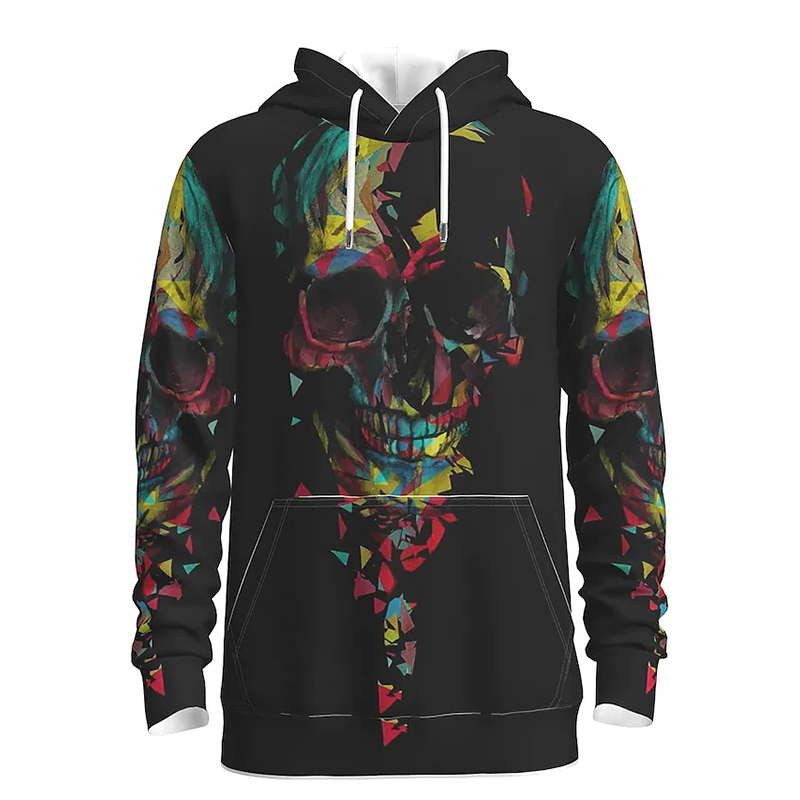 

Halloween Ghost skull pattern men's 3D printed hoodie visual impact party top punk goth round neck high quality sweatshirt hoodie, Black