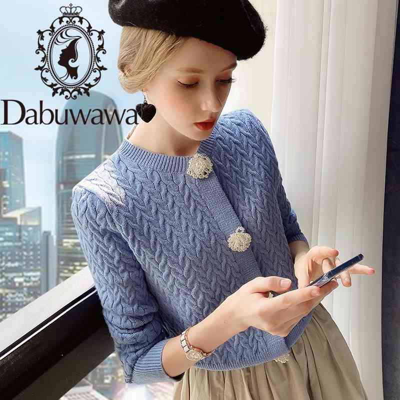 

Dabuwawa Vintage Solid Single Breasted Coat Top Women Winter Long Sleeve Sweet Solid Jacket Outfits Female Slim Fitted DT1DKJ002 210520, Blue